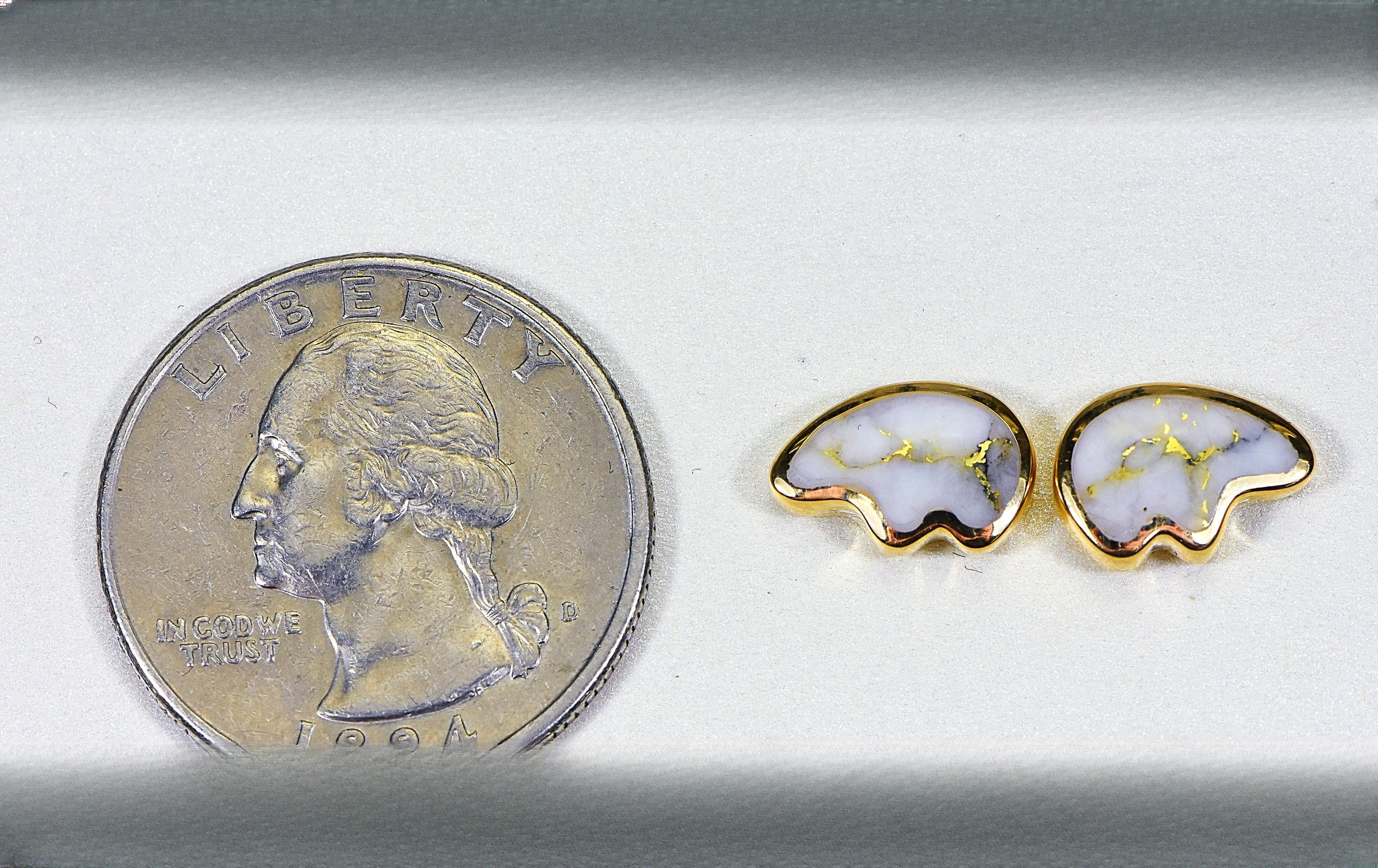 Gold Quartz Earrings "Orocal" EBR1SHQ Genuine Hand Crafted Jewelry - 14K Gold Casting
