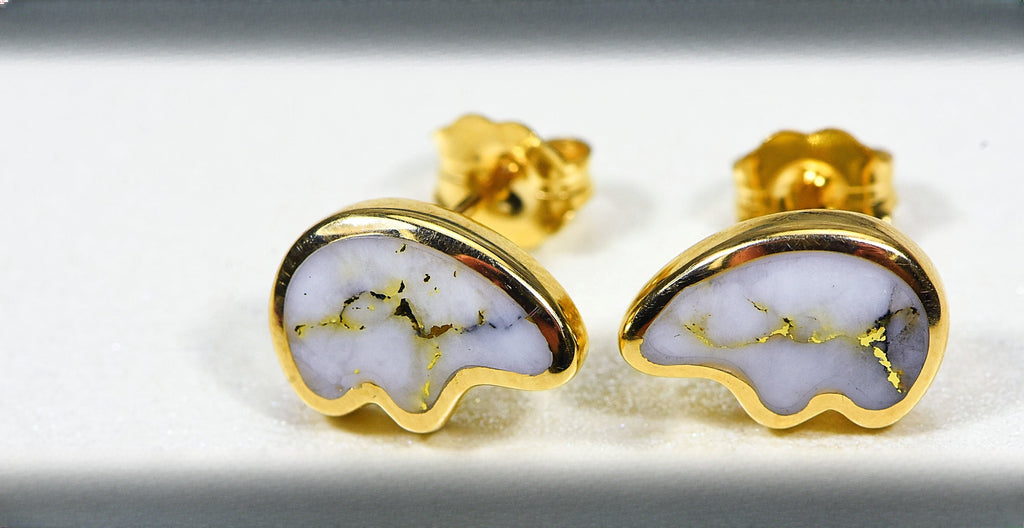 Gold Quartz Earrings "Orocal" EBR1SHQ Genuine Hand Crafted Jewelry - 14K Gold Casting