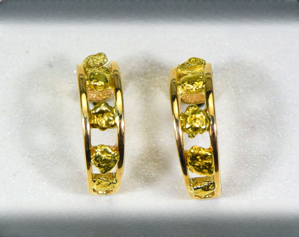 Gold Nugget Earrings "Orocal" EH18 Genuine Hand Crafted Jewelry - 14K Gold Casting