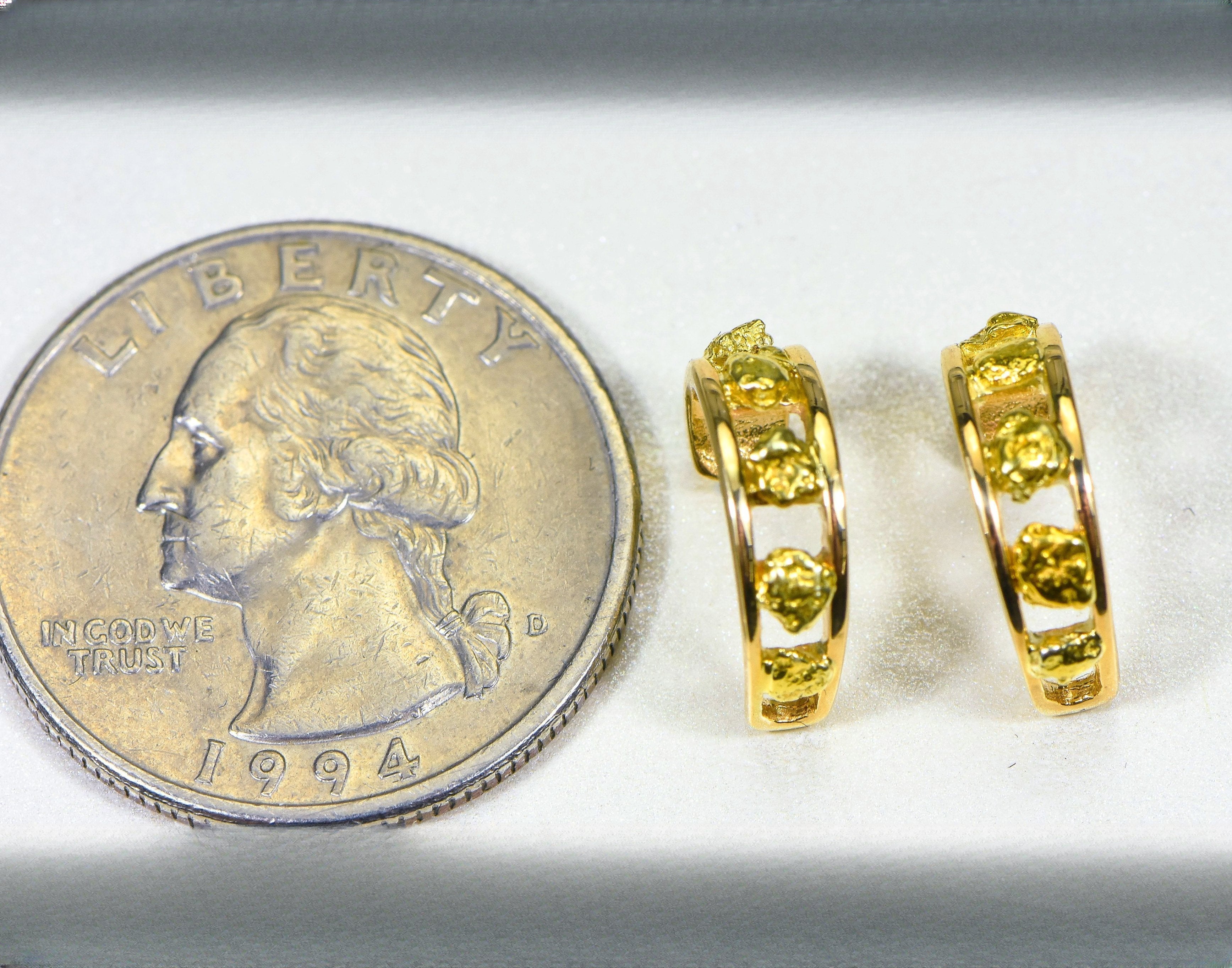 Gold Nugget Earrings "Orocal" EH18 Genuine Hand Crafted Jewelry - 14K Gold Casting