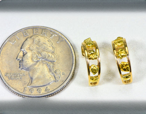 Gold Nugget Earrings "Orocal" EH18 Genuine Hand Crafted Jewelry - 14K Gold Casting