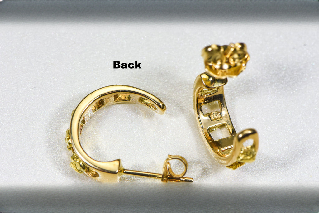 Gold Nugget Earrings "Orocal" EH18 Genuine Hand Crafted Jewelry - 14K Gold Casting