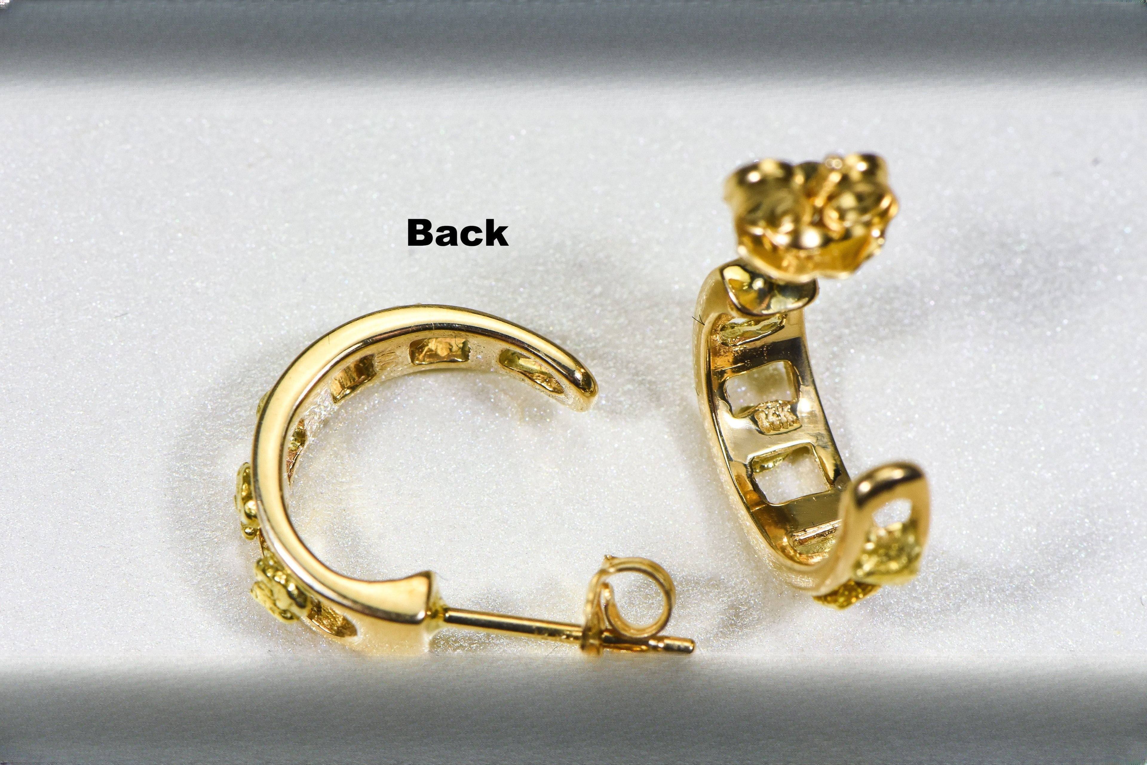 Gold Nugget Earrings "Orocal" EH18 Genuine Hand Crafted Jewelry - 14K Gold Casting