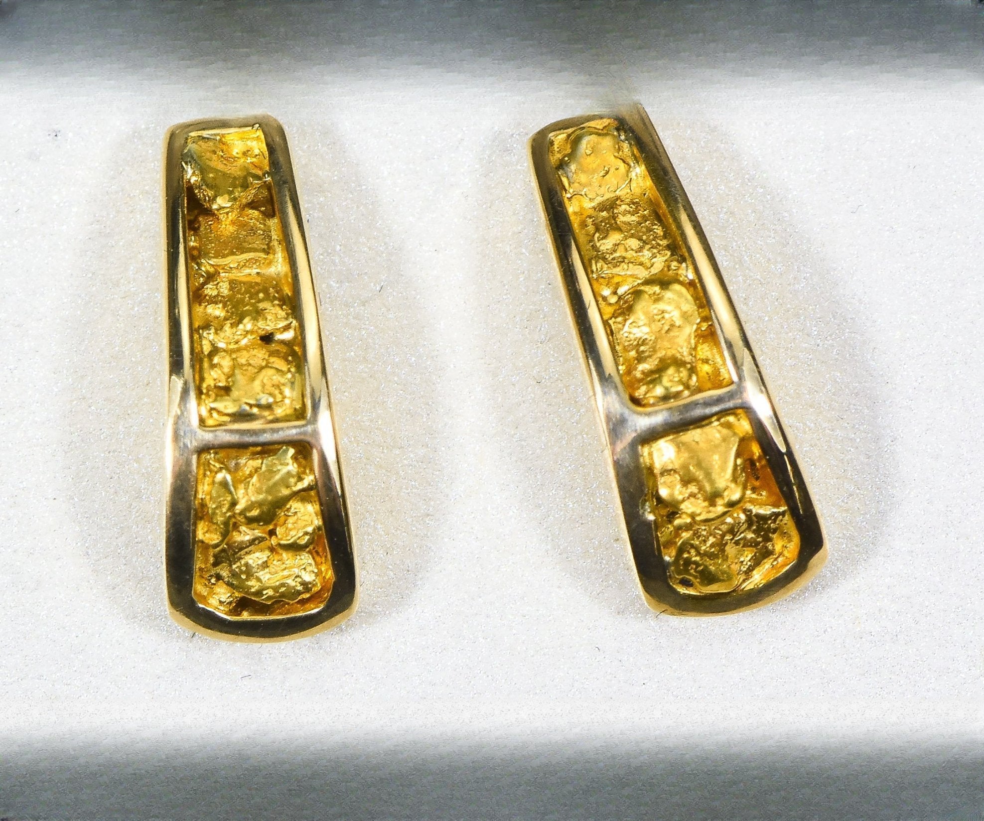 Gold Nugget Earrings "Orocal" EH41N Genuine Hand Crafted Jewelry - 14K Gold Casting