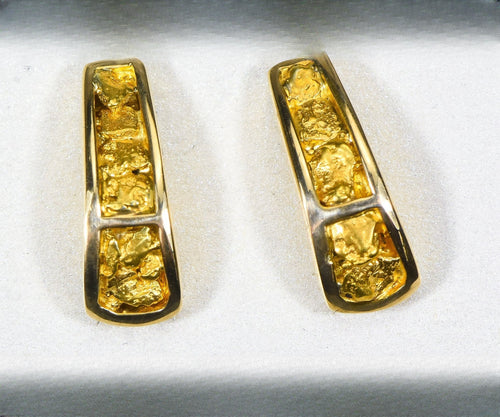 Gold Nugget Earrings "Orocal" EH41N Genuine Hand Crafted Jewelry - 14K Gold Casting