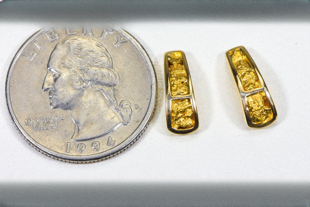 Gold Nugget Earrings "Orocal" EH41N Genuine Hand Crafted Jewelry - 14K Gold Casting