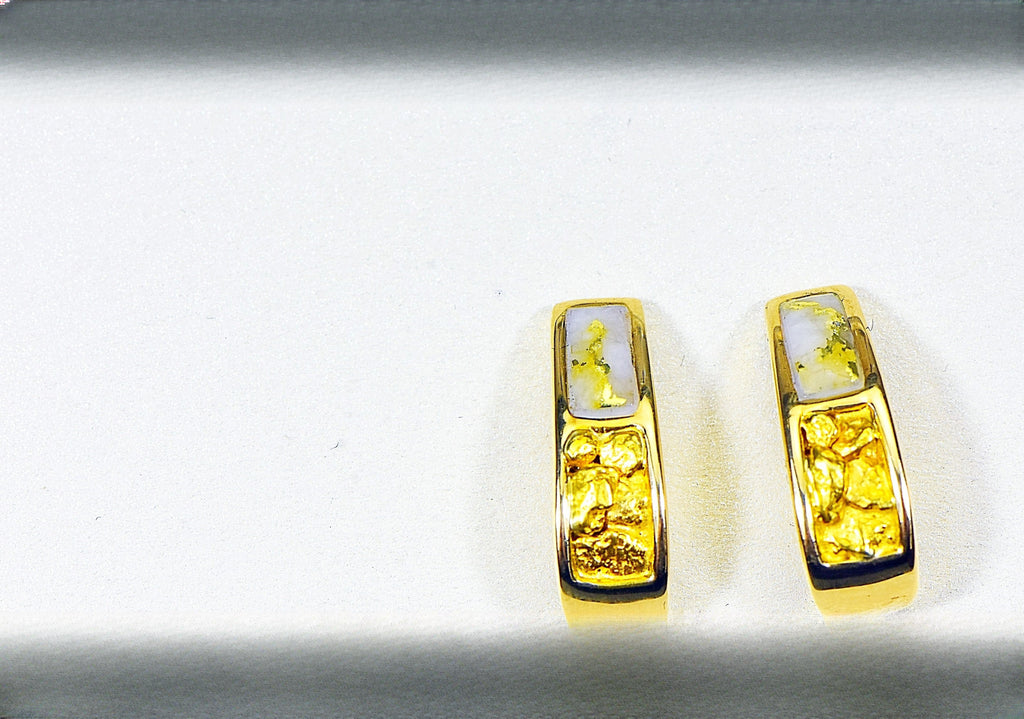 Gold Quartz Earrings "Orocal" EH41NQ Genuine Hand Crafted Jewelry - 14K Gold Casting