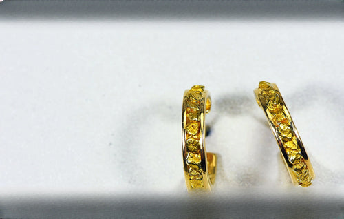 Gold Nugget Earrings "Orocal" EH13 Genuine Hand Crafted Jewelry - 14K Gold Casting