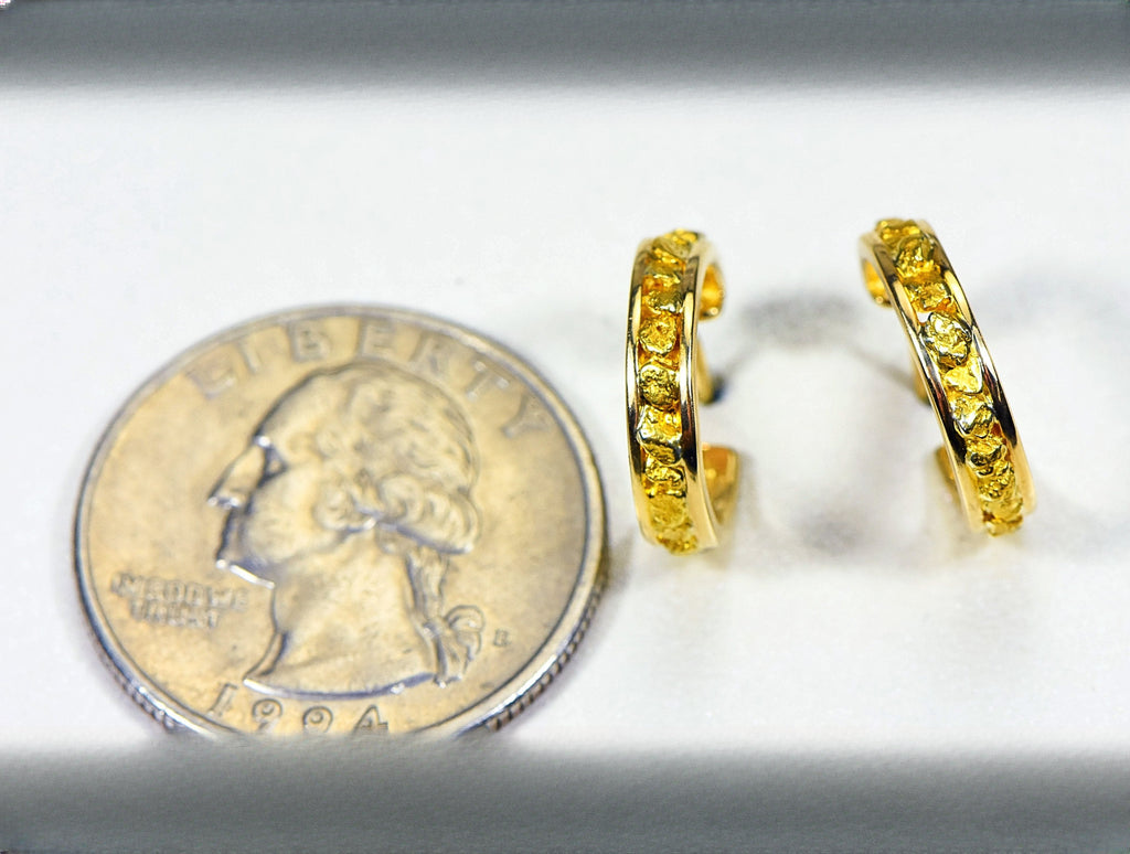 Gold Nugget Earrings "Orocal" EH13 Genuine Hand Crafted Jewelry - 14K Gold Casting