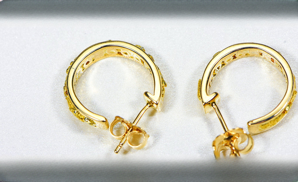Gold Nugget Earrings "Orocal" EH13 Genuine Hand Crafted Jewelry - 14K Gold Casting