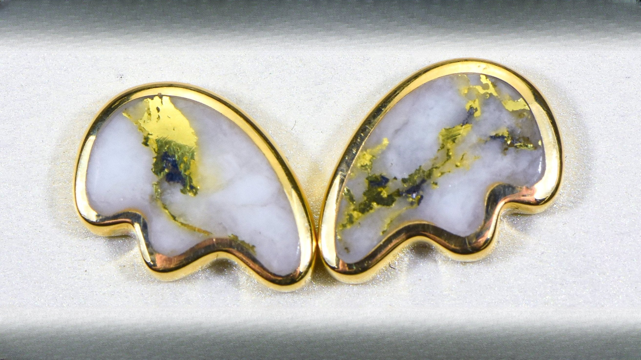 Gold Quartz Earrings "Orocal" EBR1MHQ Genuine Hand Crafted Jewelry - 14K Gold Casting