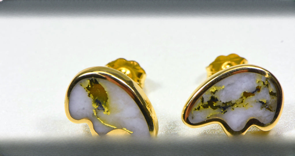 Gold Quartz Earrings "Orocal" EBR1MHQ Genuine Hand Crafted Jewelry - 14K Gold Casting