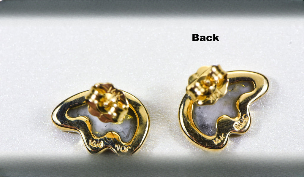 Gold Quartz Earrings "Orocal" EBR1MHQ Genuine Hand Crafted Jewelry - 14K Gold Casting