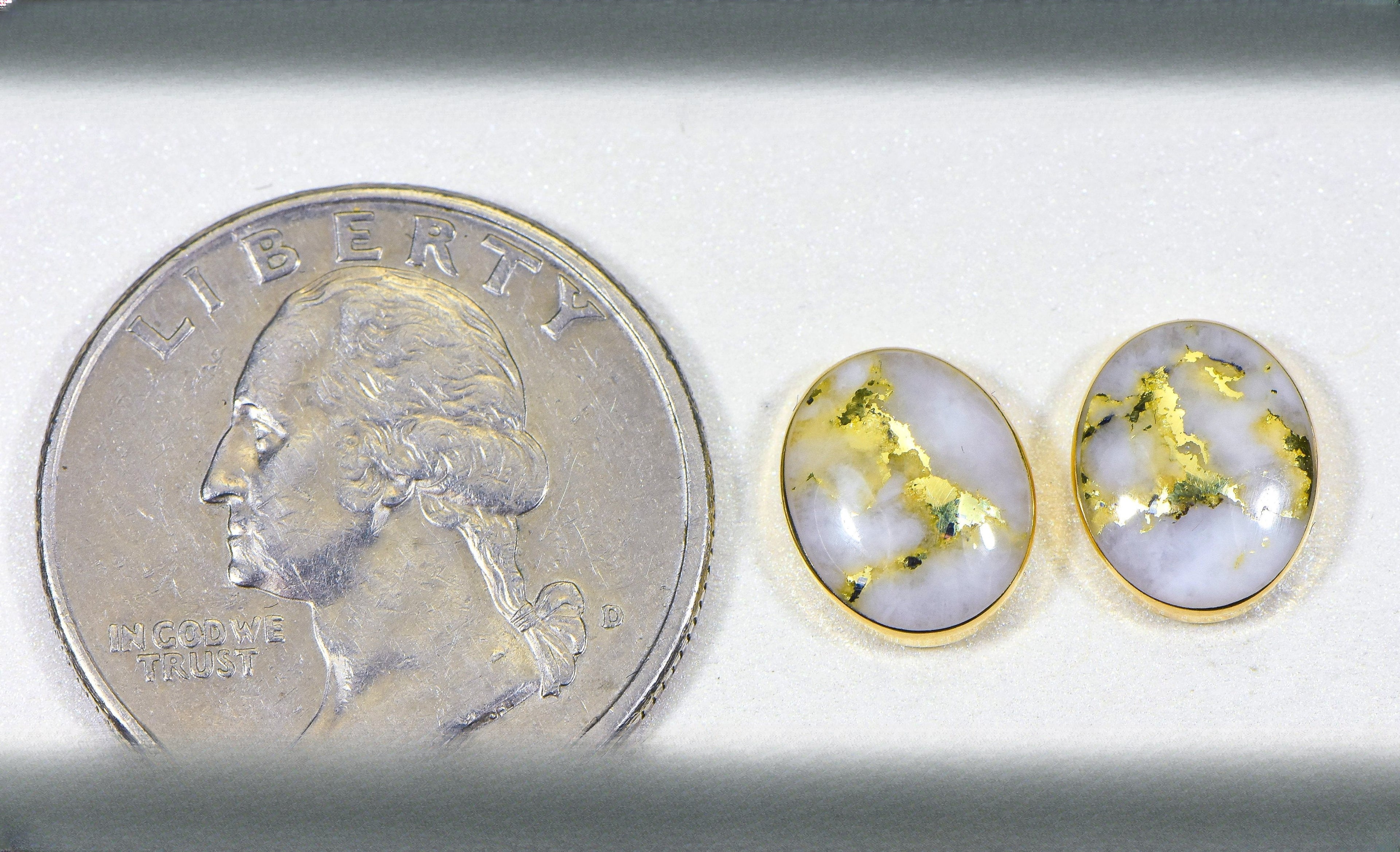 Gold Quartz Earrings "Orocal" EBZ8*6Q Genuine Hand Crafted Jewelry - 14K Gold Casting