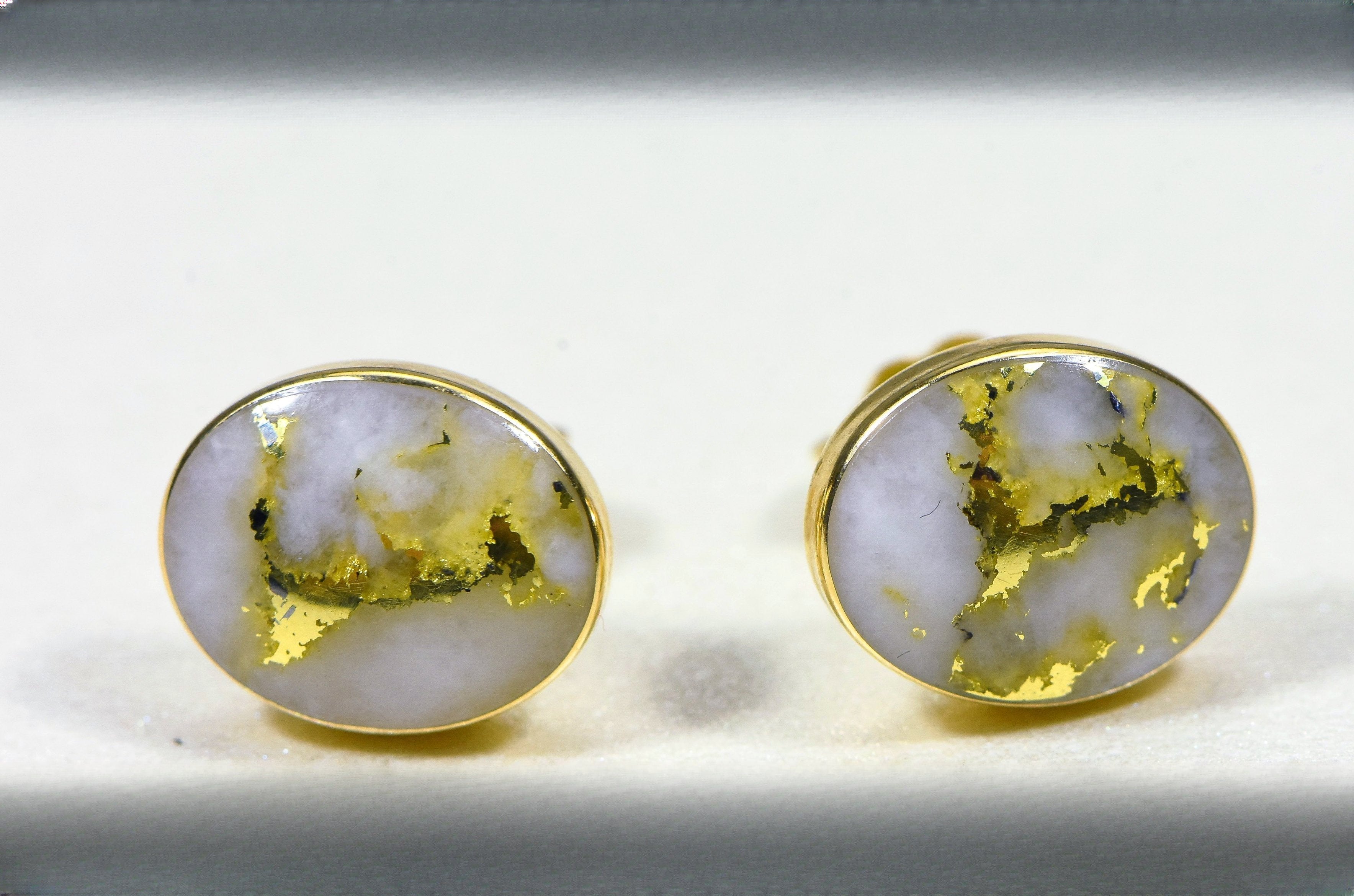 Gold Quartz Earrings "Orocal" EBZ8*6Q Genuine Hand Crafted Jewelry - 14K Gold Casting