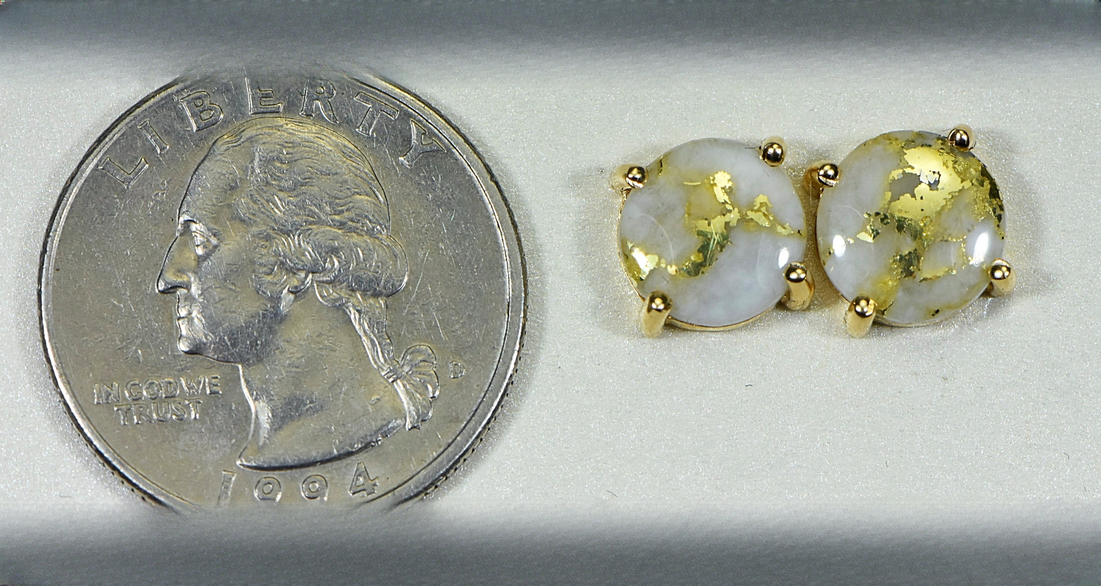 Gold Quartz Earrings "Orocal" E8MMQ Genuine Hand Crafted Jewelry - 14K Gold Casting