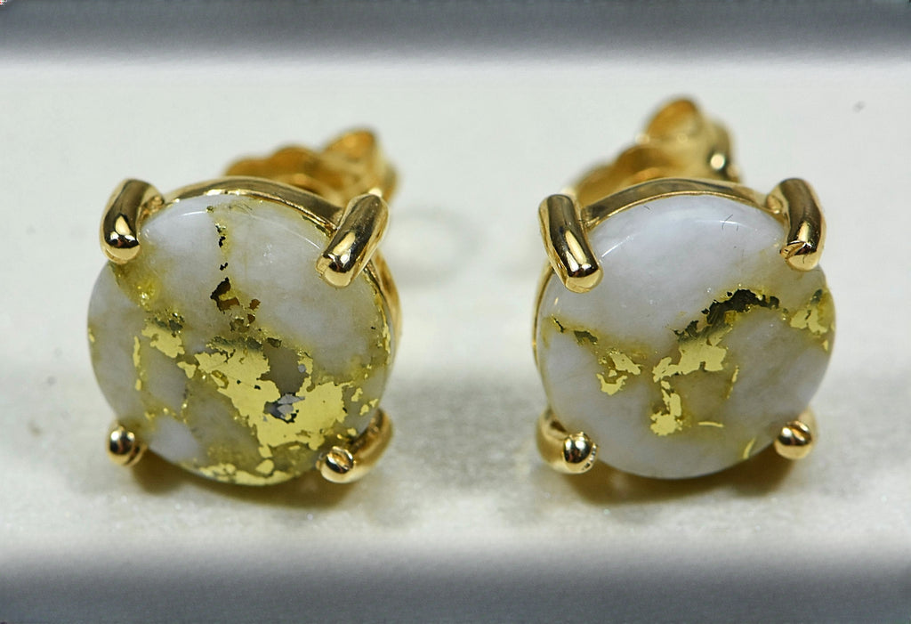 Gold Quartz Earrings "Orocal" E8MMQ Genuine Hand Crafted Jewelry - 14K Gold Casting