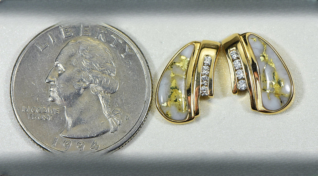 Gold Quartz Earrings "Orocal" EDL47D16Q Genuine Hand Crafted Jewelry - 14K Gold Casting