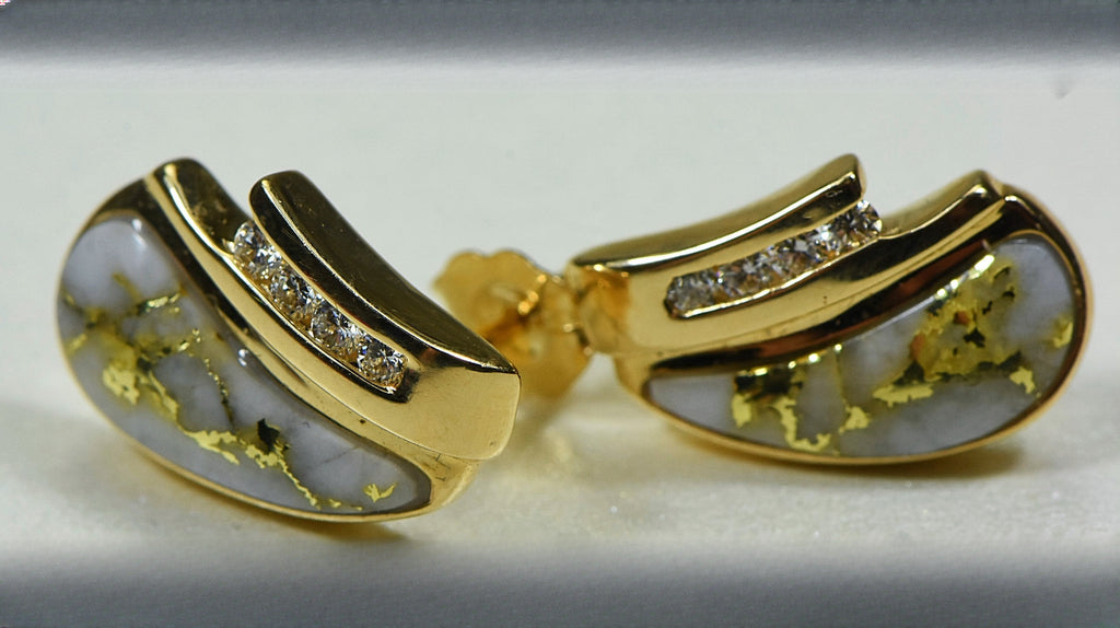 Gold Quartz Earrings "Orocal" EDL47D16Q Genuine Hand Crafted Jewelry - 14K Gold Casting