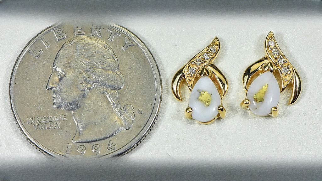 Gold Quartz Earrings "Orocal" EN792SDQ Genuine Hand Crafted Jewelry - 14K Gold Casting