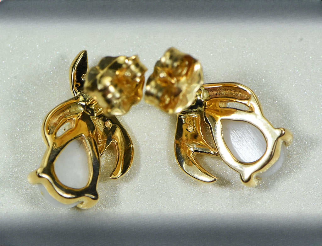 Gold Quartz Earrings "Orocal" EN792SDQ Genuine Hand Crafted Jewelry - 14K Gold Casting