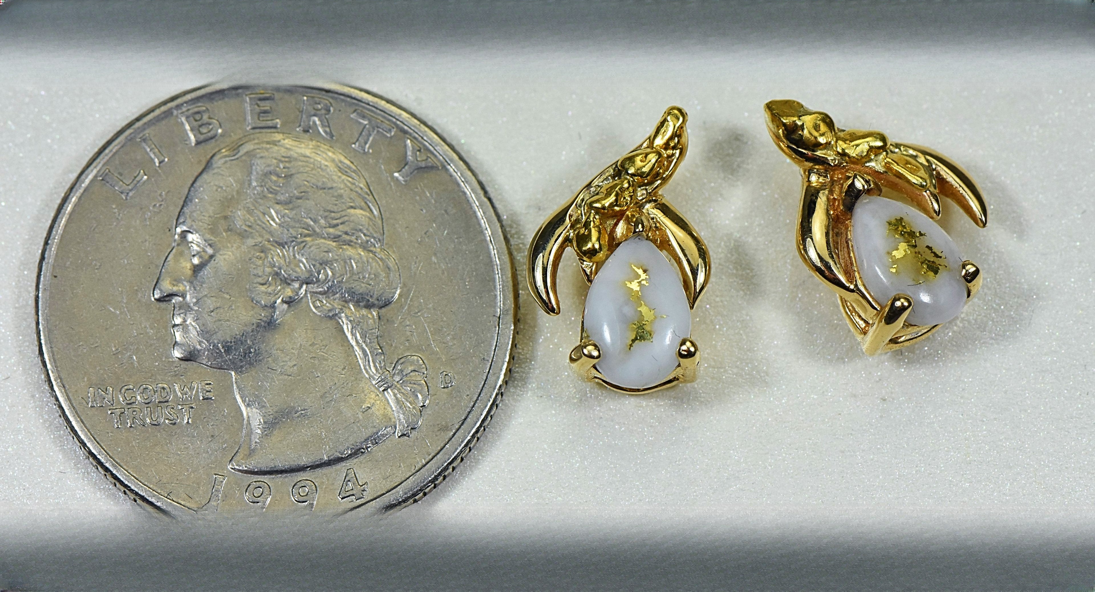 Gold Quartz Earrings "Orocal" EN792SNQ Genuine Hand Crafted Jewelry - 14K Gold Casting