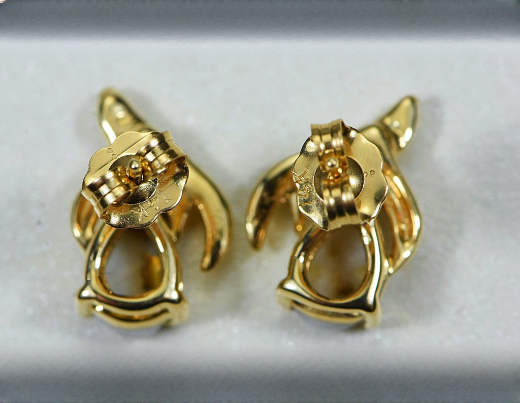 Gold Quartz Earrings "Orocal" EN792SNQ Genuine Hand Crafted Jewelry - 14K Gold Casting