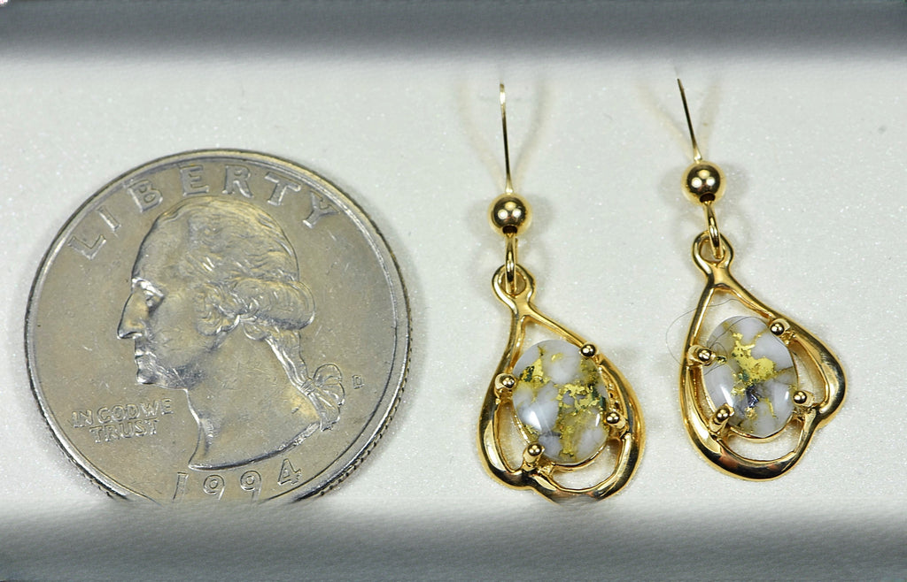 Gold Quartz Earrings "Orocal" EN870SMQ/LB Genuine Hand Crafted Jewelry - 14K Gold Casting