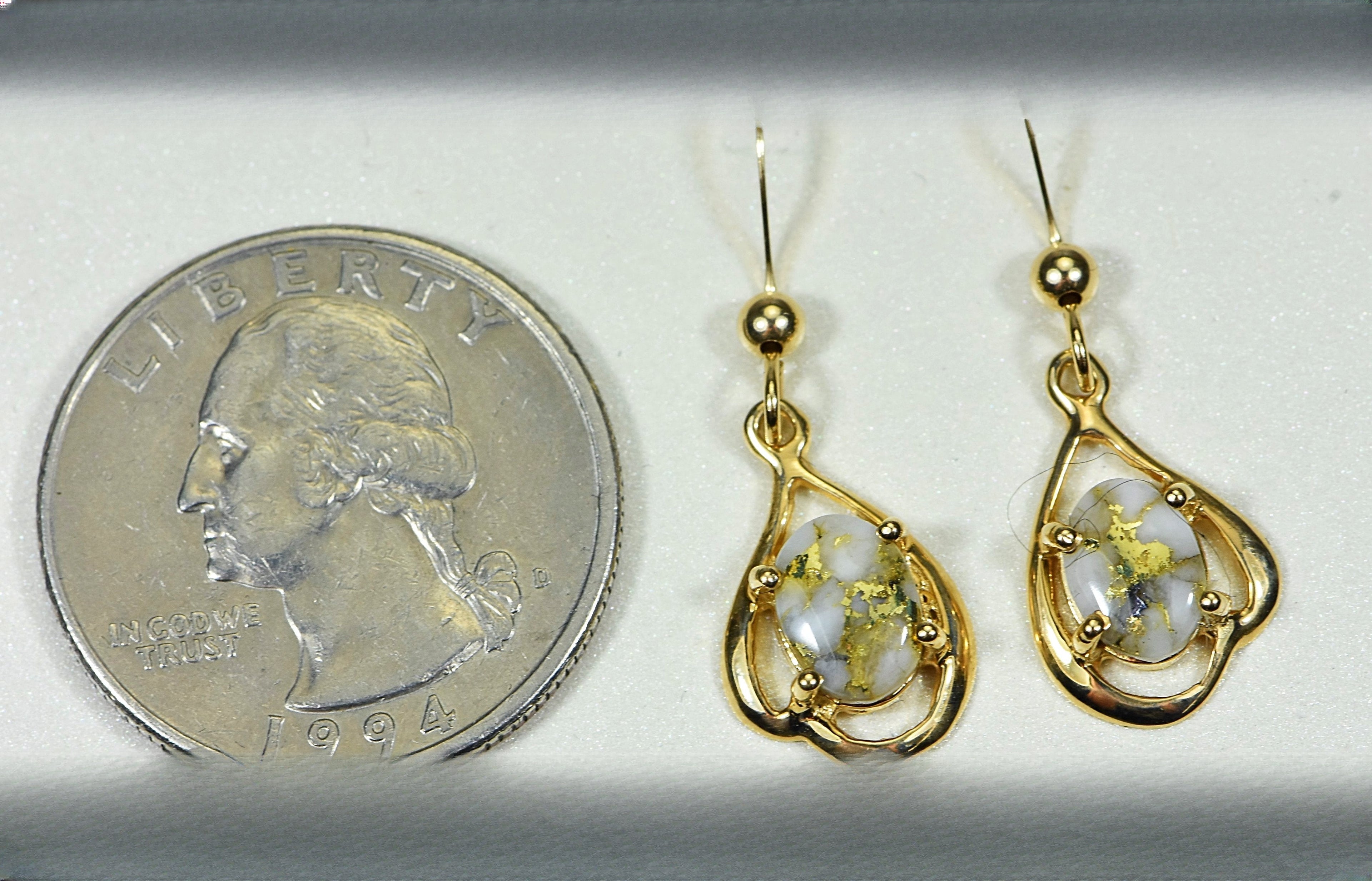Gold Quartz Earrings "Orocal" EN870SMQ/LB Genuine Hand Crafted Jewelry - 14K Gold Casting
