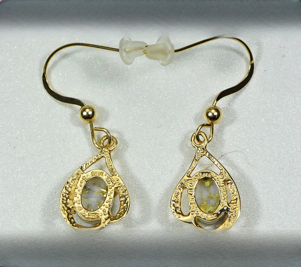 Gold Quartz Earrings "Orocal" EN870SMQ/LB Genuine Hand Crafted Jewelry - 14K Gold Casting