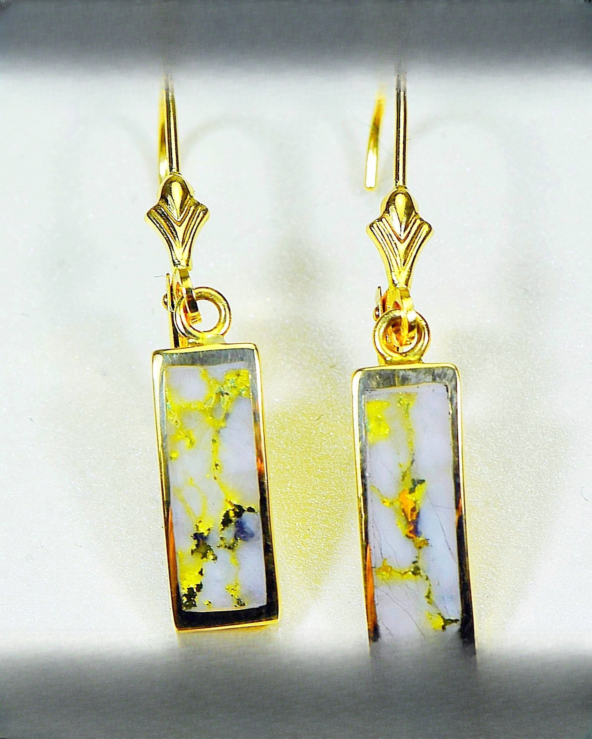 Gold Quartz Earrings "Orocal" EB5.5MMQ/LB Genuine Hand Crafted Jewelry - 14K Gold Casting