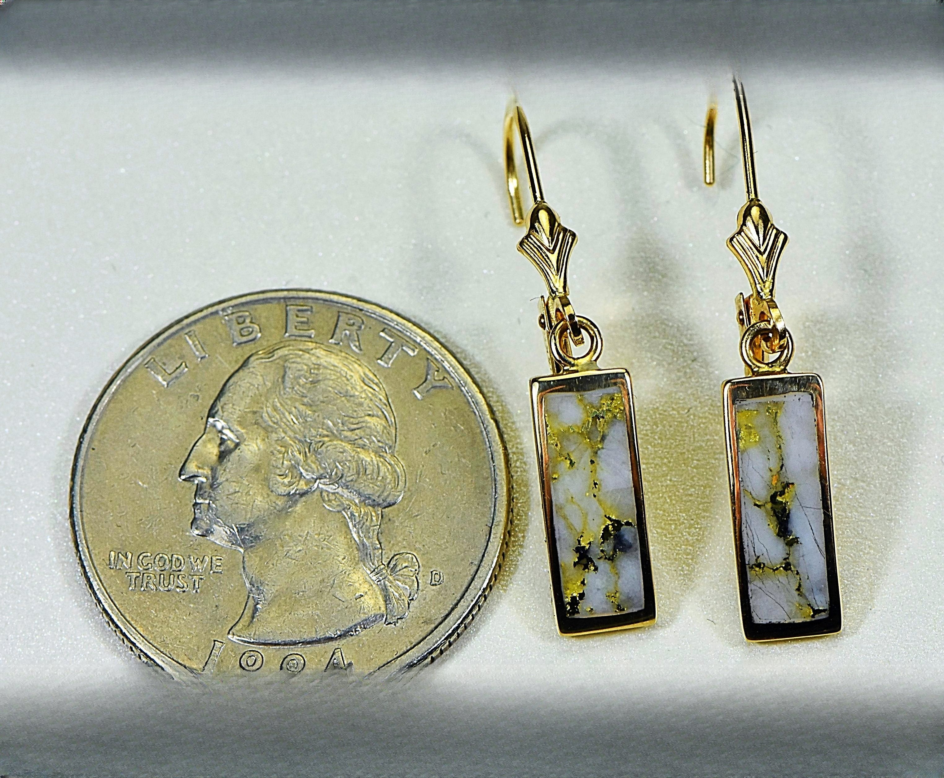 Gold Quartz Earrings "Orocal" EB5.5MMQ/LB Genuine Hand Crafted Jewelry - 14K Gold Casting