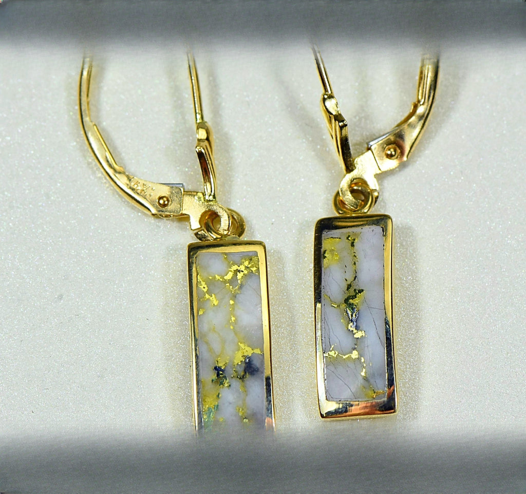 Gold Quartz Earrings "Orocal" EB5.5MMQ/LB Genuine Hand Crafted Jewelry - 14K Gold Casting