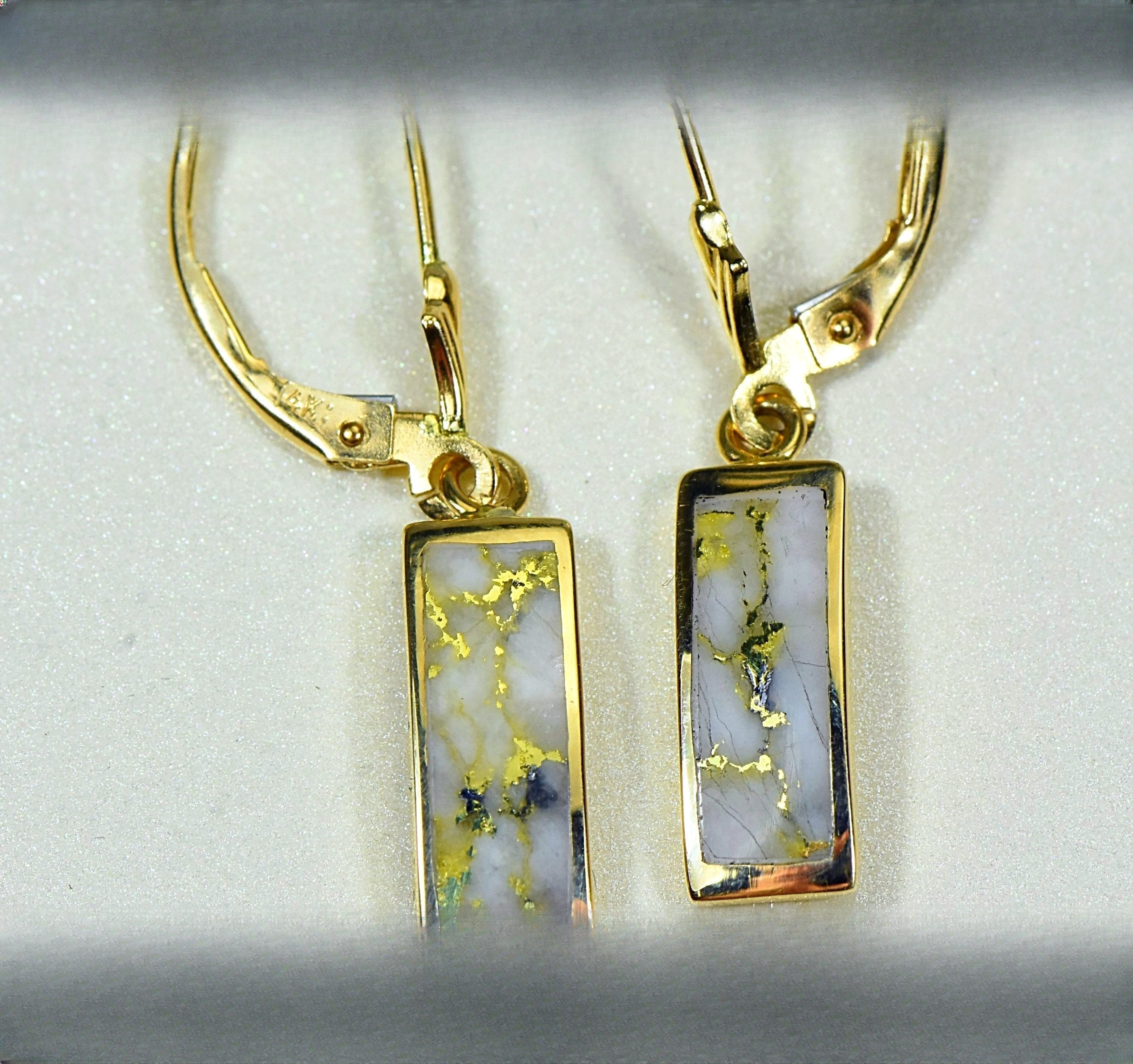 Gold Quartz Earrings "Orocal" EB5.5MMQ/LB Genuine Hand Crafted Jewelry - 14K Gold Casting