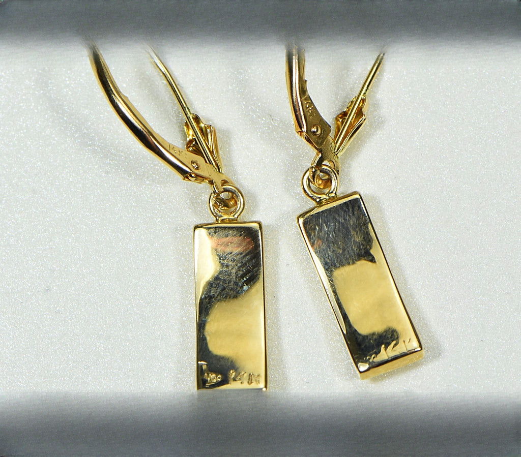 Gold Quartz Earrings "Orocal" EB5.5MMQ/LB Genuine Hand Crafted Jewelry - 14K Gold Casting