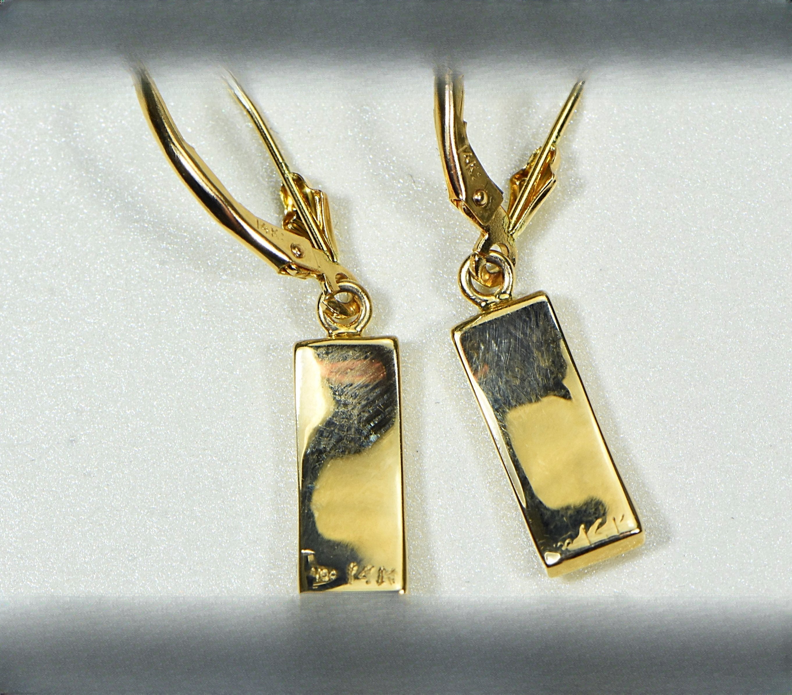 Gold Quartz Earrings "Orocal" EB5.5MMQ/LB Genuine Hand Crafted Jewelry - 14K Gold Casting