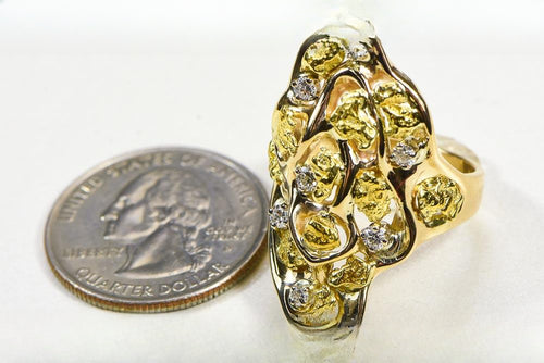 Gold Nugget Women's Ring "Orocal" RL382D33 Genuine Hand Crafted Jewelry - 14K Casting