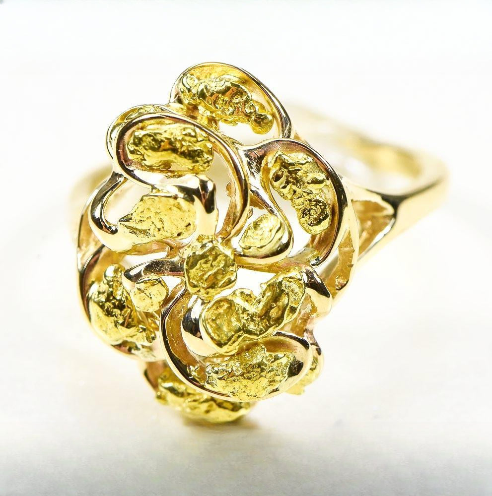 Gold Nugget Women's Ring "Orocal" RL464 Genuine Hand Crafted Jewelry - 14K Casting