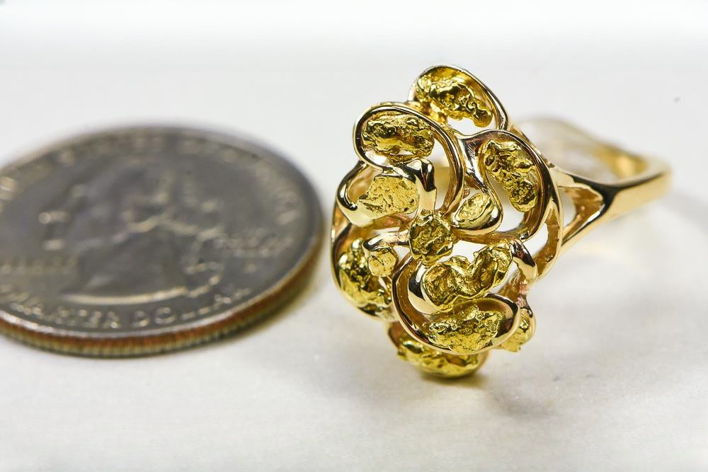 Gold Nugget Women's Ring "Orocal" RL464 Genuine Hand Crafted Jewelry - 14K Casting