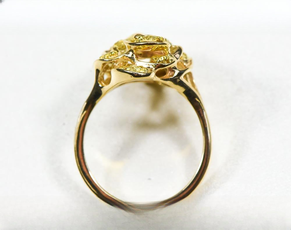 Gold Nugget Women's Ring "Orocal" RL464 Genuine Hand Crafted Jewelry - 14K Casting