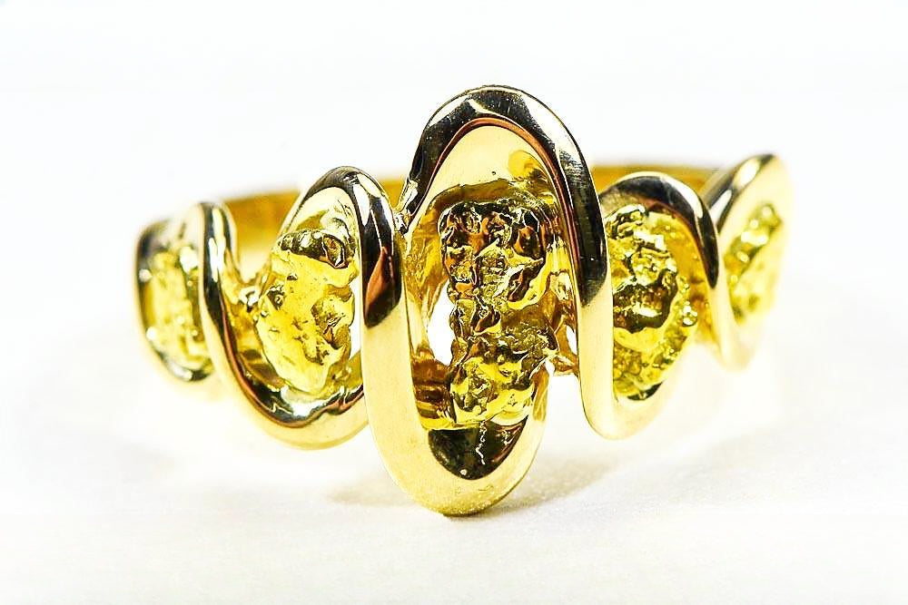 Gold Nugget Women's Ring "Orocal" RL343 Genuine Hand Crafted Jewelry - 14K Casting