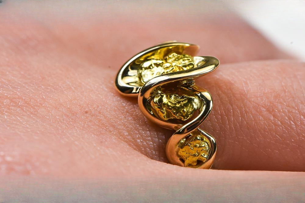 Gold Nugget Women's Ring "Orocal" RL343 Genuine Hand Crafted Jewelry - 14K Casting