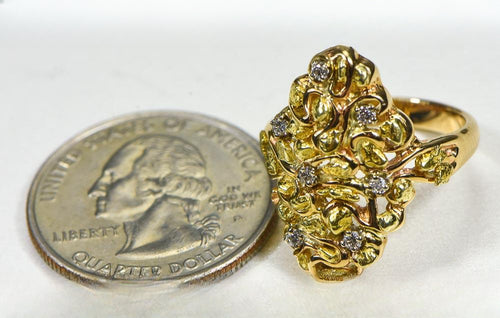 Gold Nugget Women's Ring "Orocal" RL239D14 Genuine Hand Crafted Jewelry - 14K Casting
