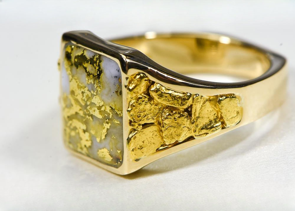 Gold Quartz Ring "Orocal" RM760Q Genuine Hand Crafted Jewelry - 14K Gold Casting