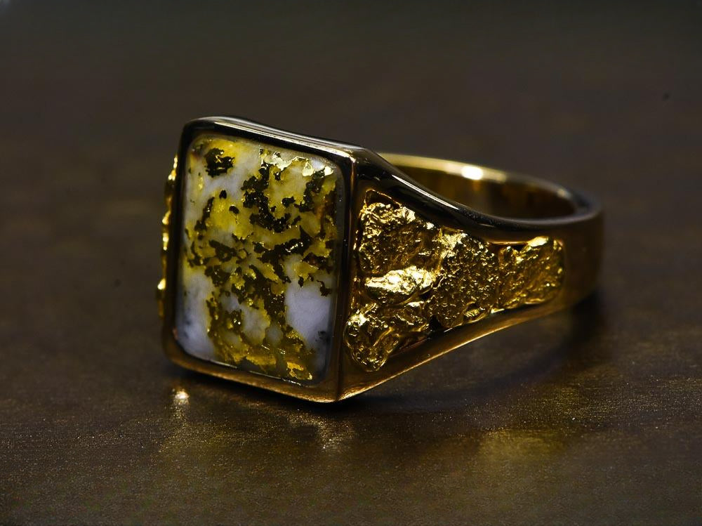 Gold Quartz Ring "Orocal" RM760Q Genuine Hand Crafted Jewelry - 14K Gold Casting