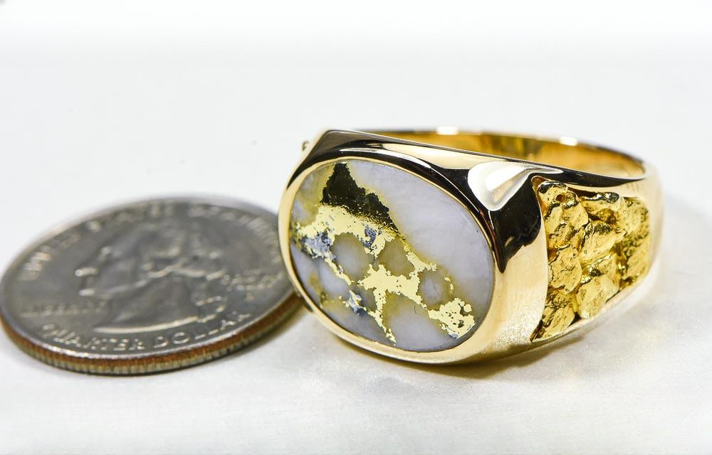 Gold Quartz Ring "Orocal" RM802Q Genuine Hand Crafted Jewelry - 14K Gold Casting