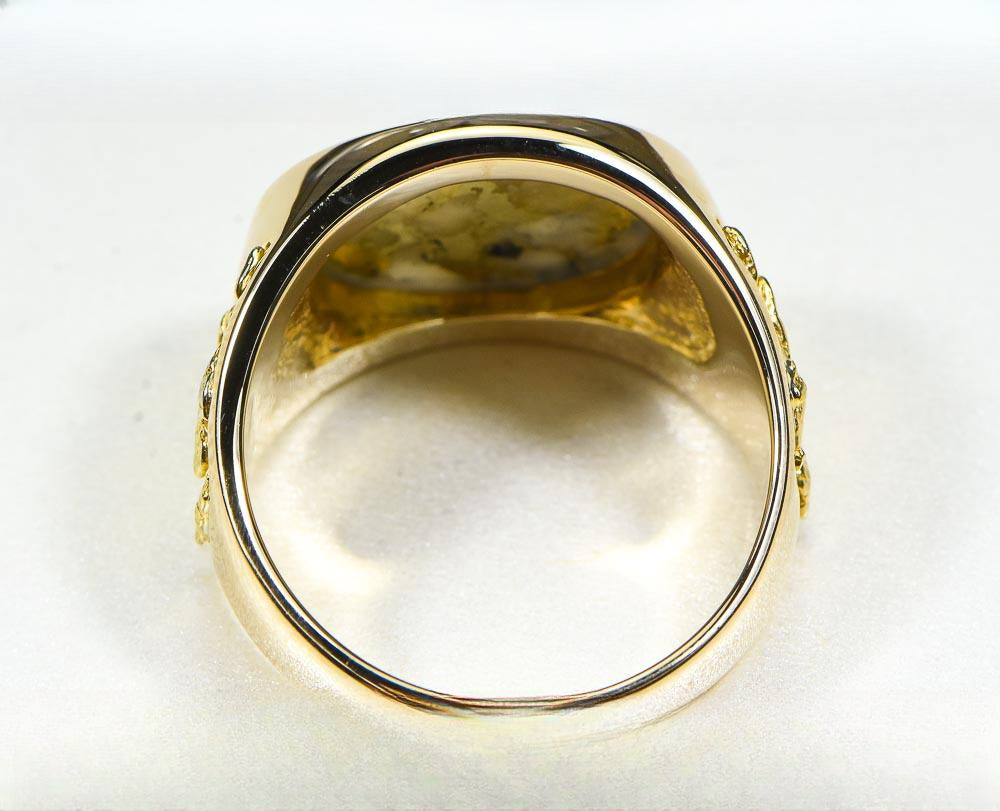 Gold Quartz Ring "Orocal" RM802Q Genuine Hand Crafted Jewelry - 14K Gold Casting