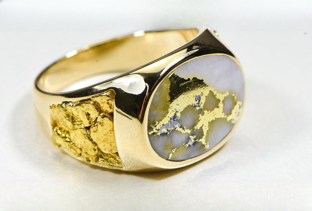 Gold Quartz Ring "Orocal" RM802Q Genuine Hand Crafted Jewelry - 14K Gold Casting