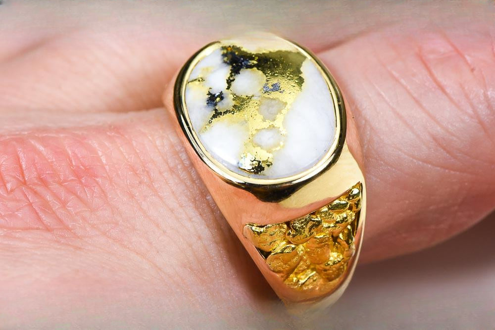 Gold Quartz Ring "Orocal" RM802Q Genuine Hand Crafted Jewelry - 14K Gold Casting