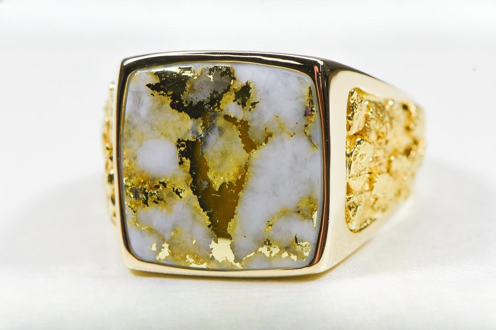 Gold Quartz Ring "Orocal" RM1004Q Genuine Hand Crafted Jewelry - 14K Gold Casting